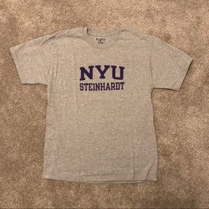 NWOT grey with purple text NYU Steinhardt tee
